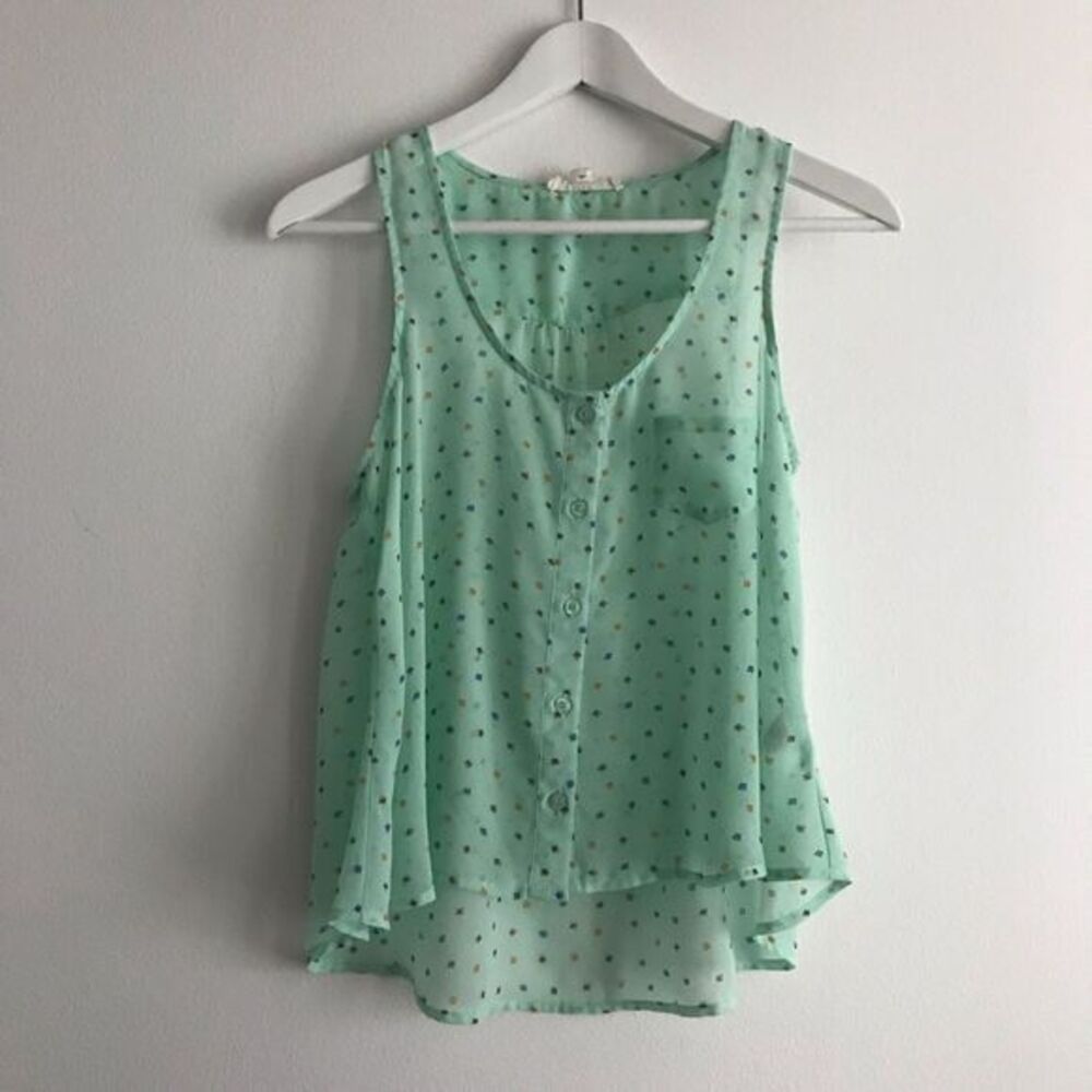 5/$15 Iris Log Angeles Dots Sheer Blouse‎ Top
